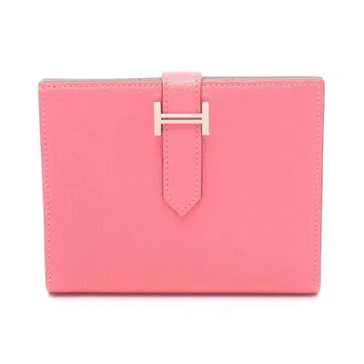 Pre-owned Hermes Pink Chevre Leather Wallet (bi-fold) ()