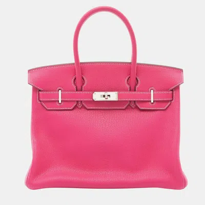 Pre-owned Hermes Pink Chevre Mysore Birkin Retourne 30