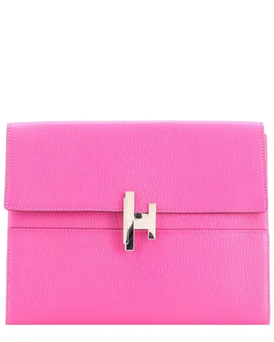 Pre-owned Hermes Hermès Pink Chevre Mysore Cinhetic Clutch (authentic Pre-loved)