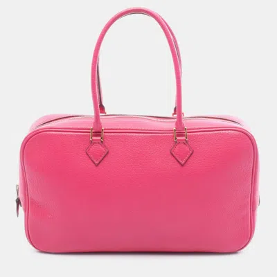 Pre-owned Hermes Pink Chevre Plume 28