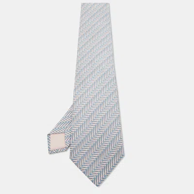 Pre-owned Hermes Pink Chevron Pattern Silk Tie