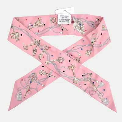 Pre-owned Hermes Pink Dot Silk Scarf