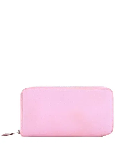 Pre-owned Hermes Hermès Pink Epsom Azap Zip Around Wallet Silk'in Long (authentic Pre-loved)