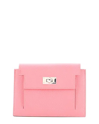 Pre-owned Hermes Hermès Pink Epsom Kelly Pocket Compact Wallet (authentic Pre-loved)