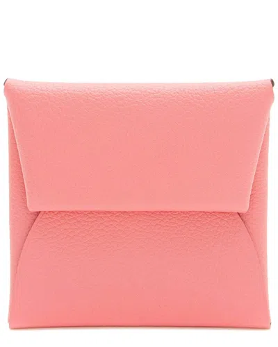 Pre-owned Hermes Hermès Pink Epsom Leather Bastia Change Purse (authentic Pre-loved)