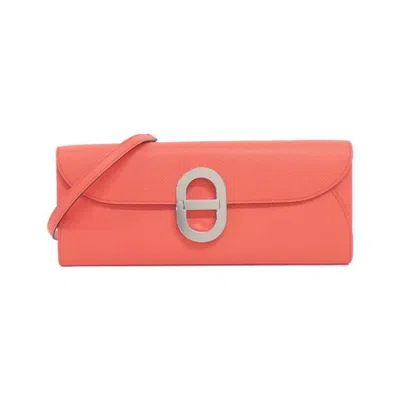 Pre-owned Hermes Pink Epsom Leather Chain/shoulder Wallet ()
