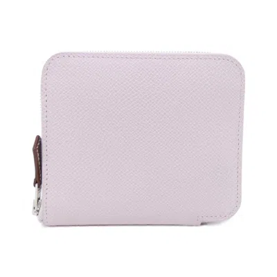 Pre-owned Hermes Pink Epsom Leather Silk Coin Purse/coin Case ()