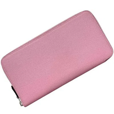Pre-owned Hermes Pink Epsom Leather Silk Long Wallet (bi-fold) ()