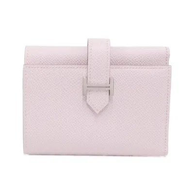 Pre-owned Hermes Pink Epsom Leather Wallet (tri-fold) ()