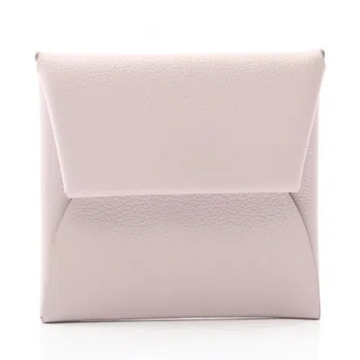 Pre-owned Hermes Pink Evercalf Leather Coin Purse/coin Case ()