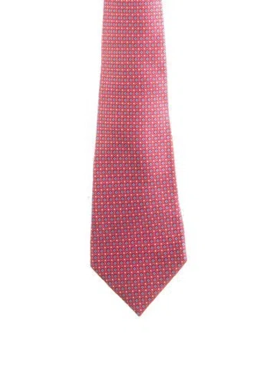 Pre-owned Hermes Pink Floral Silk Tie