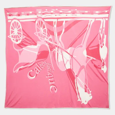 Pre-owned Hermes Pink Fluid Jersey Caleche Elastique Scarf