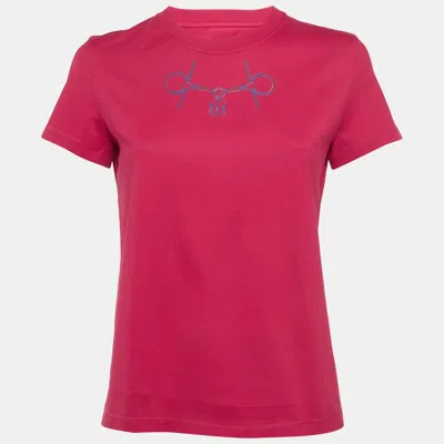 Pre-owned Hermes Pink Jersey Mors Straight T-shirt S