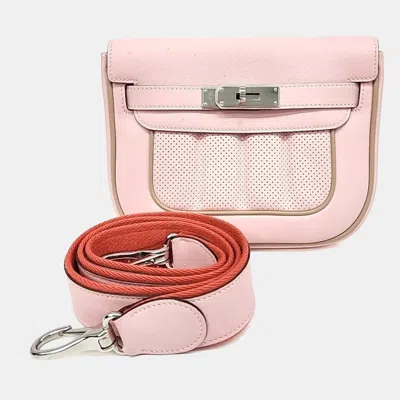 Pre-owned Hermes Pink Leather Berlin Mini (r)