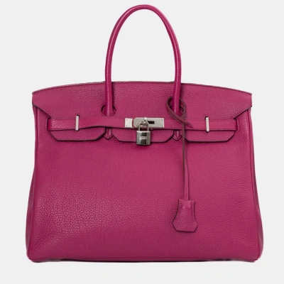 Pre-owned Hermes Pink Leather Birkin 35 Bag
