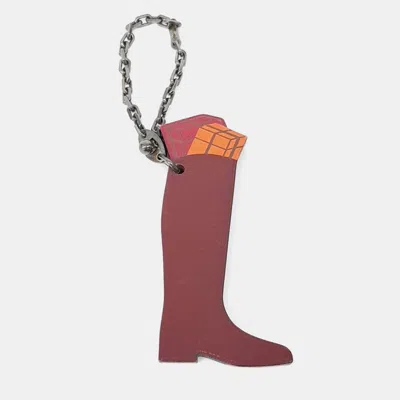 Pre-owned Hermes Pink Leather Boot Bag Charm