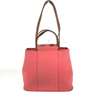 Pre-owned Hermes Pink Leather Canvas Handbag Shoulder Bag Tote Bag ()