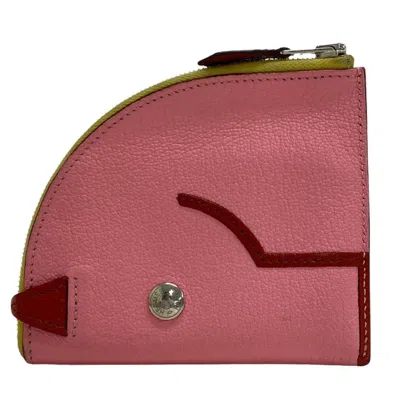Pre-owned Hermes Pink Leather Coin Purse/coin Case ()