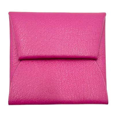 Pre-owned Hermes Pink Leather Coin Purse/coin Case ()