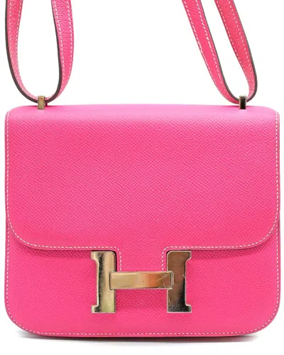 Pre-owned Hermes Hermès Pink Leather Constance 18 Mini Epsom Bag - '10s (authentic Pre-loved)