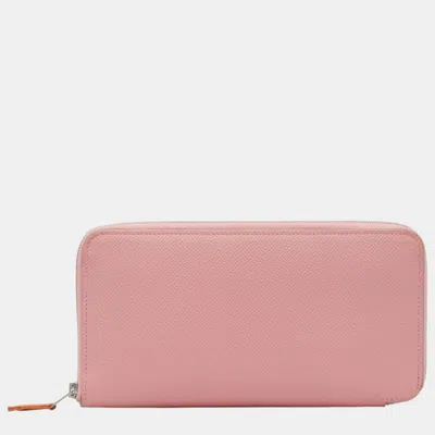 Pre-owned Hermes Pink Leather Epsom Leather Azap Classic Wallet