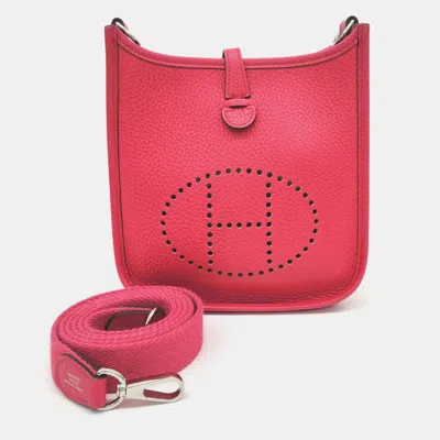Pre-owned Hermes Pink Leather Evelyn 16