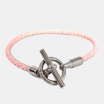 Pre-owned Hermes Pink Leather Glennan Bracelet Shw