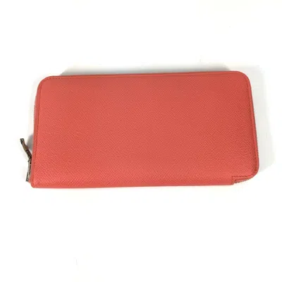 Pre-owned Hermes Pink Leather Long Wallet (bi-fold) ()