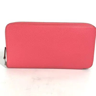 Pre-owned Hermes Pink Leather Long Wallet (bi-fold) ()