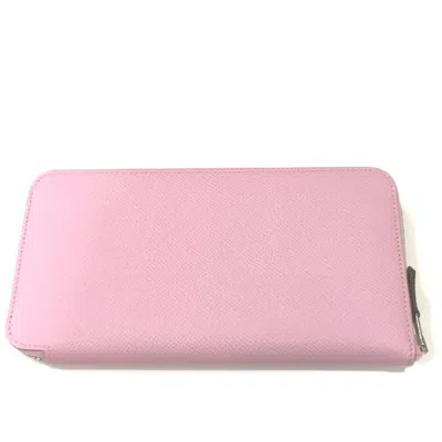 Pre-owned Hermes Pink Leather Long Wallet (bi-fold) ()