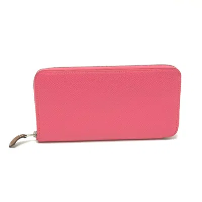 Pre-owned Hermes Pink Leather Long Wallet (bi-fold) ()