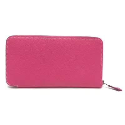 Pre-owned Hermes Pink Leather Long Wallet (bi-fold) ()