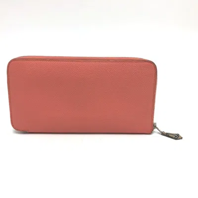 Pre-owned Hermes Pink Leather Long Wallet (bi-fold) ()