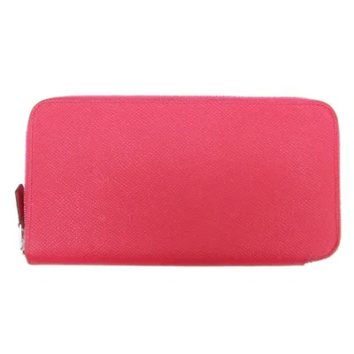 Pre-owned Hermes Pink Leather Long Wallet (bi-fold) ()