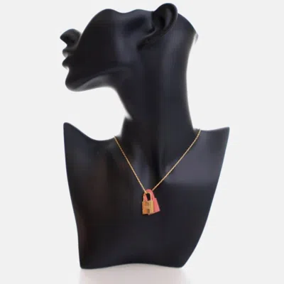 Pre-owned Hermes Pink Leather O'kelly Pendant Necklace