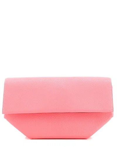 Pre-owned Hermes Hermès Pink Leather Opli Clutch (authentic Pre-loved)