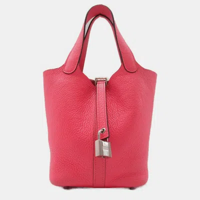 Pre-owned Hermes Pink Leather Picotin Lock Pm