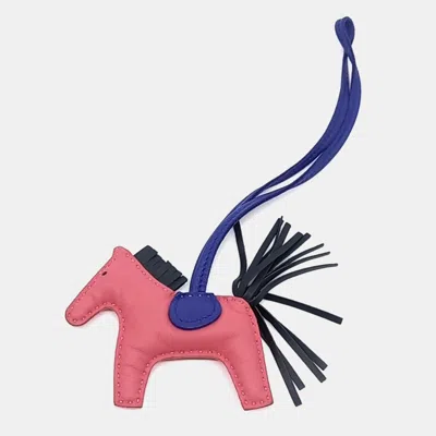 Pre-owned Hermes Pink Leather Rodeo Bag Charm Small
