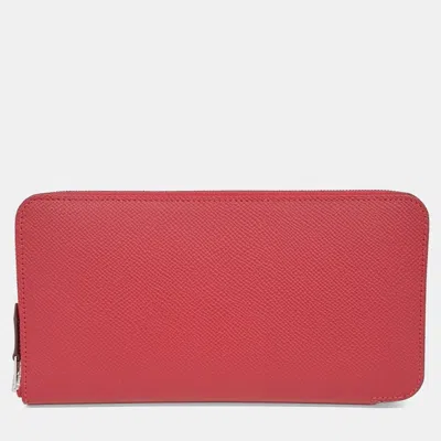 Pre-owned Hermes Pink Leather Silky Long Wallet