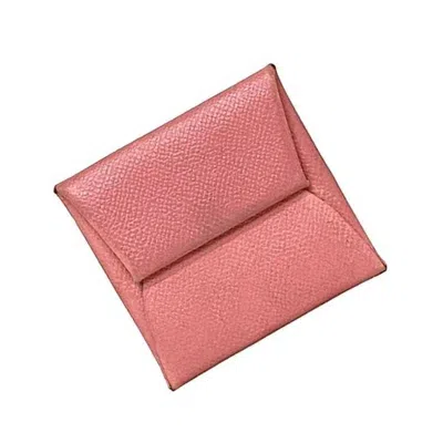 Pre-owned Hermes Pink Leather Togo Leather Coin Purse/coin Case ()