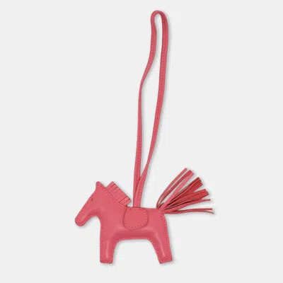 Pre-owned Hermes Pink Milo Leather Grigri Rodeo Bag Charm Pm