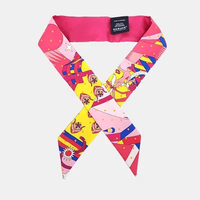 Pre-owned Hermes Hermès Pink Multicolor Twilly Scarf