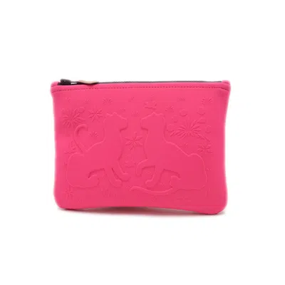Pre-owned Hermes Pink Nylon Clutch Bag Pouch ()