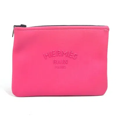 Pre-owned Hermes Pink Polyamide Clutch Bag ()