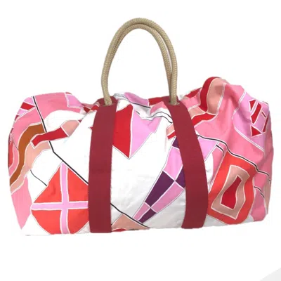 Pre-owned Hermes Pink Red Color Cotton Beach Bag Tote Bag () In Multi