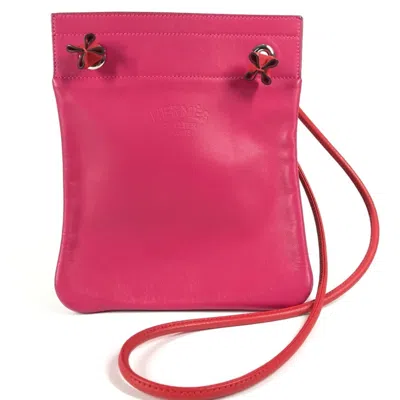Pre-owned Hermes Pink Red Color Leather Pochette Shoulder Bag () In Pink, Red Color