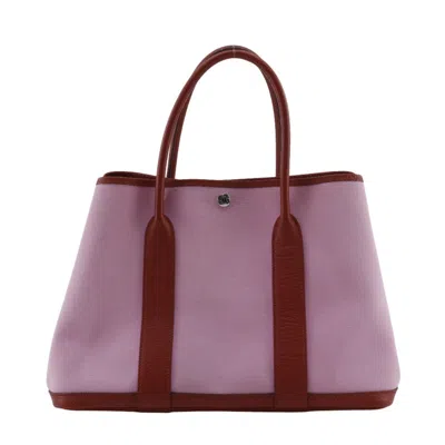 Pre-owned Hermes Pink Red Color Toile Officier Tote Bag ()