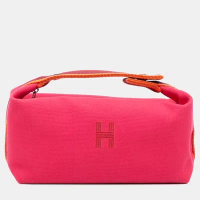 Pre-owned Hermes Pink Red Small Toile Bride A Brac Case