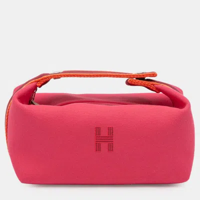 Pre-owned Hermes Pink Red Small Toile Bride-a-brac Case