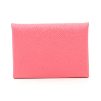 Pre-owned Hermes Pink Rose Azalee Epsom Leather Coin Purse/coin Case ()